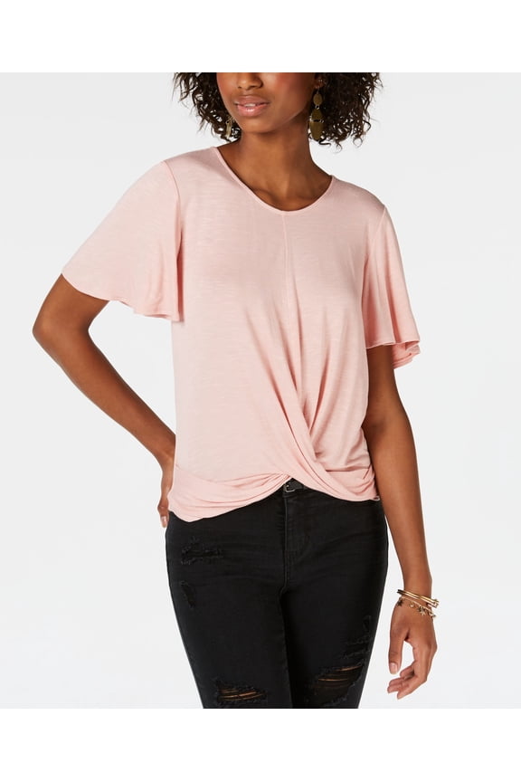 Juniors Twist Front Top Silver Pink XL