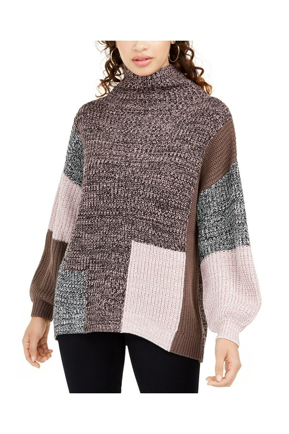 Juniors' Women's Colorblocked Sweater Brown Size Medium