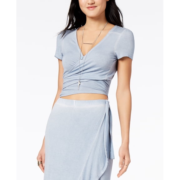 American Rag Juniors Wrap Crop Top Blue L