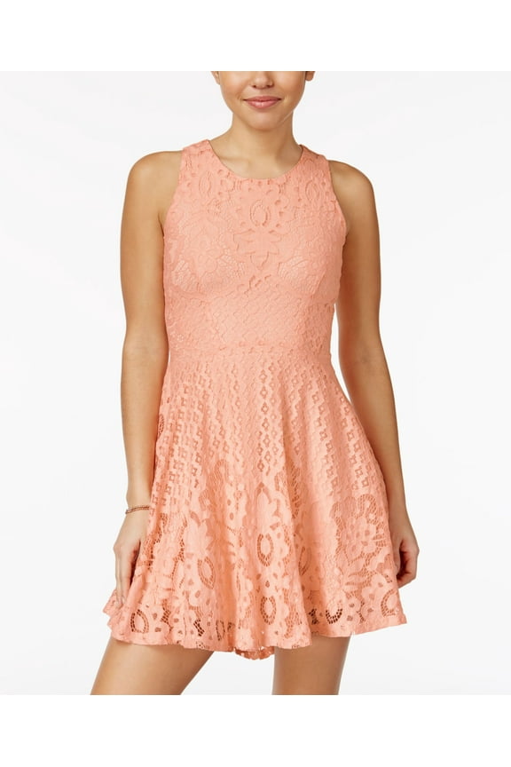 Lace High Low Fit Flare Dress Tropical Peach XL