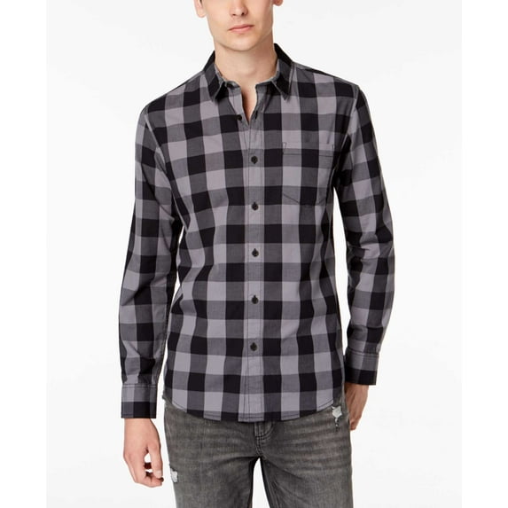 American Rag Men’s Cassano Check Shirts, Black, Medium