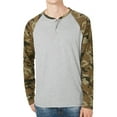thumbnail image 1 of American Rag Mens Camo Raglan Sleeve Henley Shirt, Grey, Small, 1 of 1