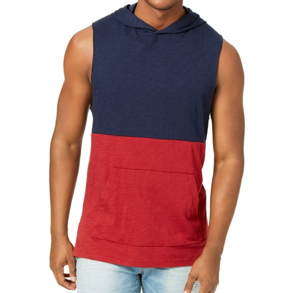 American Rag Mens Colorblocked Hoodie Sweatshirt, Blue, Small