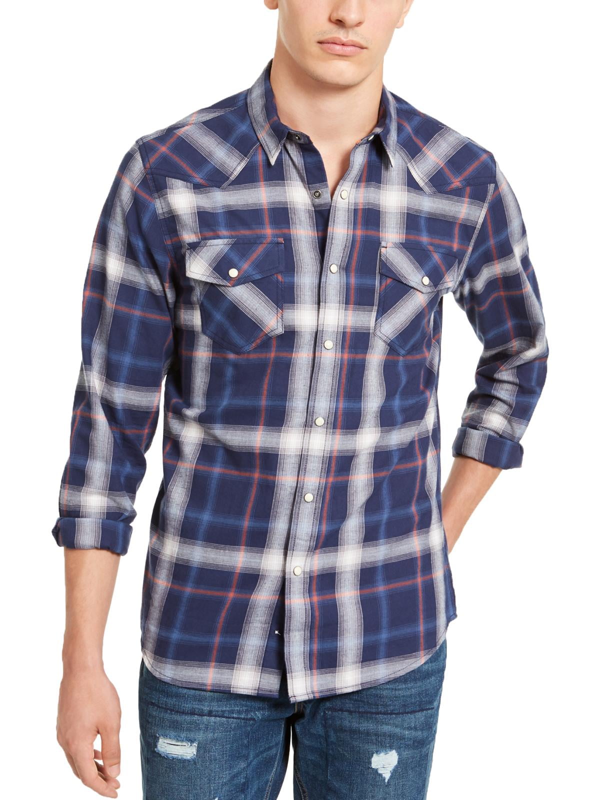 American Rag Mens Cotton Plaid Button-Down Shirt