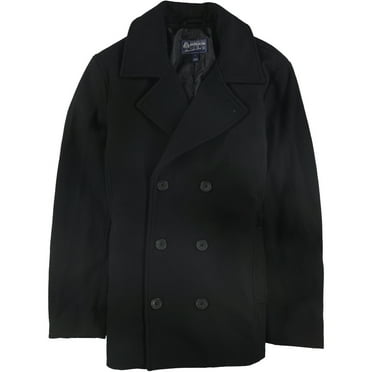 American Rag Mens Fleece Pea Coat, Black, X-Large