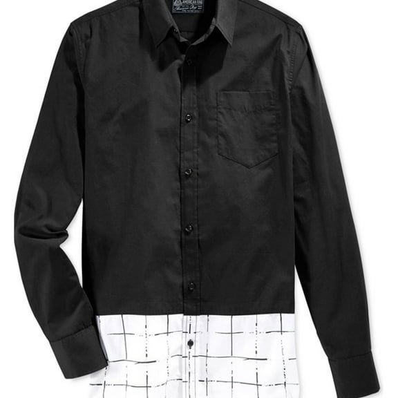 American Rag Mens Foster Button Up Shirt, Black, Small