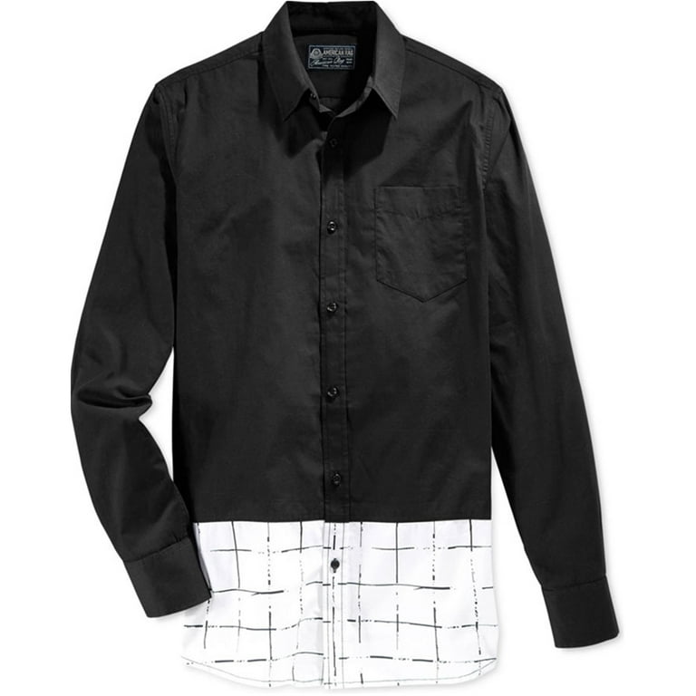 American Rag Mens Foster Button Up Shirt, Black, Small