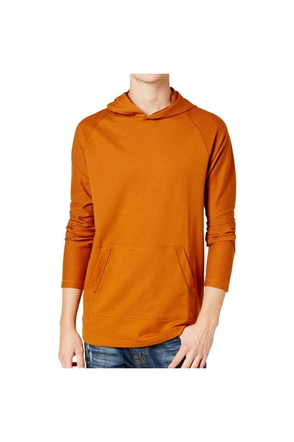 Mens French Terry Hoodie Sweatshirt, Orange, Medium