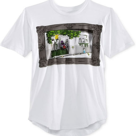 American Rag Mens Jungle Subway Graphic T-Shirt, White, Medium