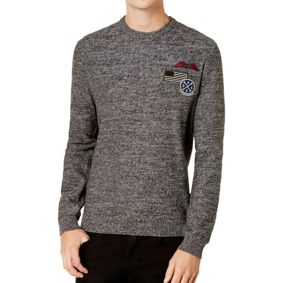 American Rag Mens Patched Pullover Sweater, Black, Large