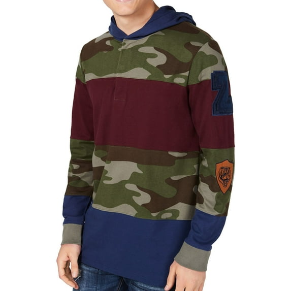 American Rag Mens Pattern Blocked Hoodie Sweatshirt, Multicoloured, Large