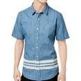 thumbnail image 1 of American Rag Mens Paulie Varsity Button Up Shirt, Blue, XX-Large, 1 of 3