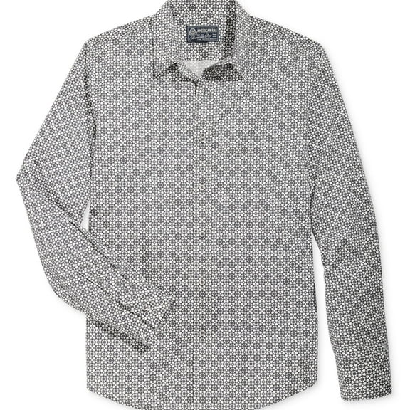 American Rag Mens Severin Geo-Print Button Up Shirt, Grey, Small