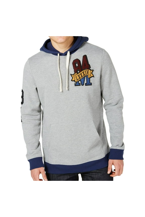 Mens Varsity Hoodie Sweatshirt, Grey, XX-Large