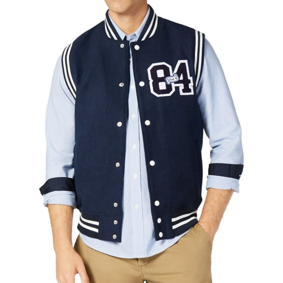 American Rag Mens Varsity Outerwear Vest, Blue, X-Large