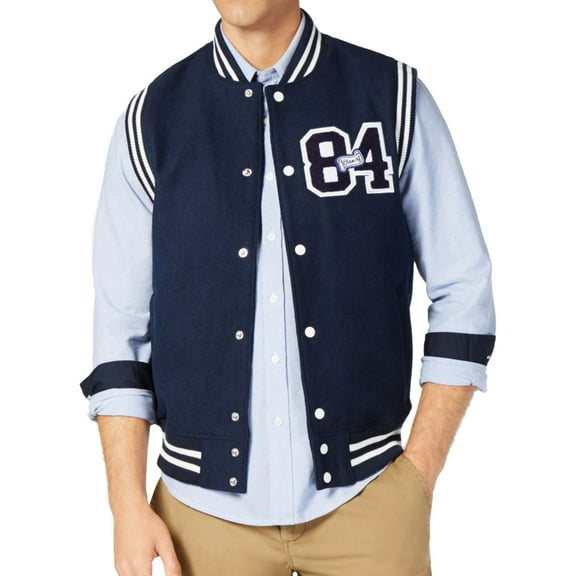 American Rag Mens Varsity Outerwear Vest, Blue, X-Large