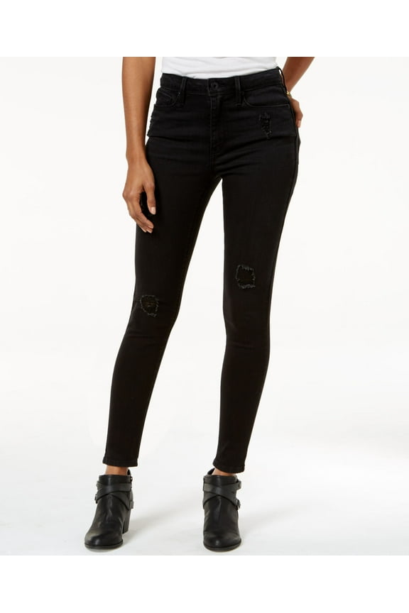 Ripped Black Wash Skinny Jeans Black Stellar 9