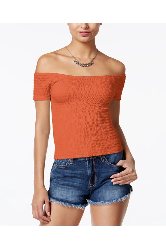 Smocked Off-The-Shoulder Top Flamingo X-Small Womens