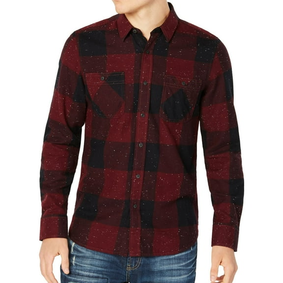 American Rag Mens Check Button Up Shirt, Red, Small