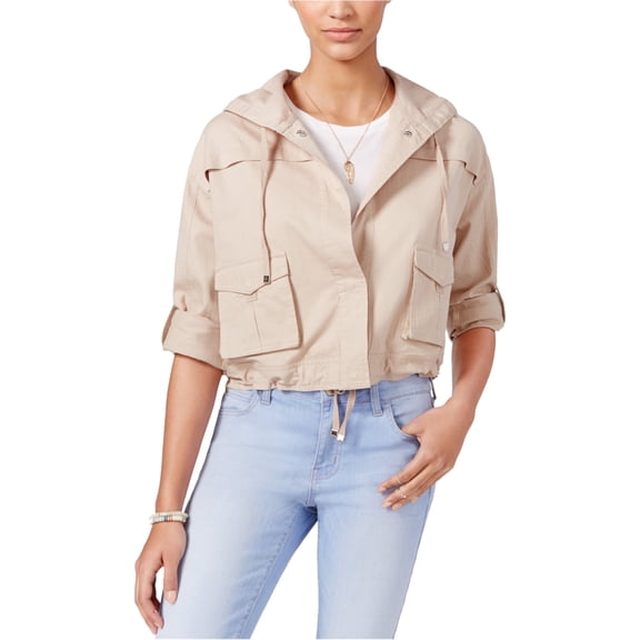 American Rag Womens Cargo Cropped Jacket, Beige, Juniors, Small