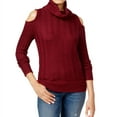 thumbnail image 1 of American Rag Womens Cold Shoulder Textured Pullover Sweater, Red, Juniors, XX-Large, 1 of 2