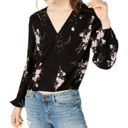 AMERICAN RAG Womens Crochet Trimmed Pullover Blouse, Black, Juniors, Small