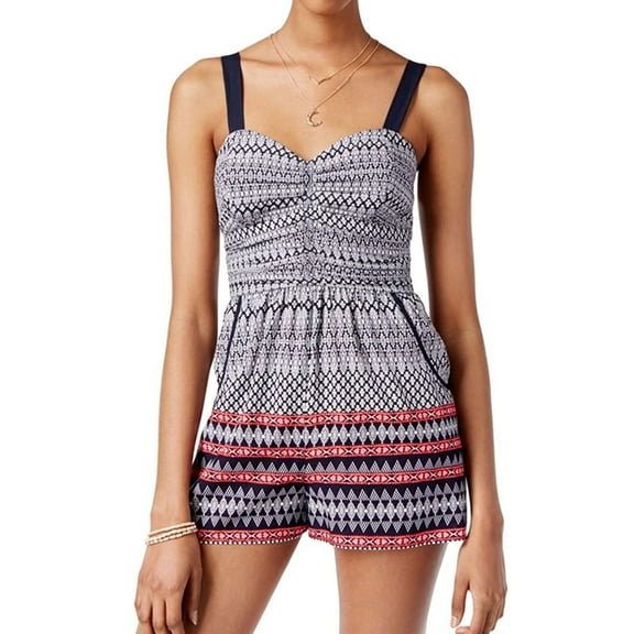 American Rag Womens Sleeveless Printed Romper Jumpsuit, Multicoloured, Juniors, X-Small