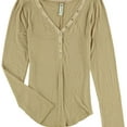thumbnail image 1 of American Rag Womens Snap Basic T-Shirt, Beige, Juniors, XX-Large, 1 of 2