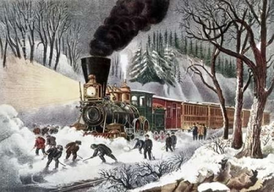 American Railroad Scene Canvas Art - Currier and Ives (20 x 28)