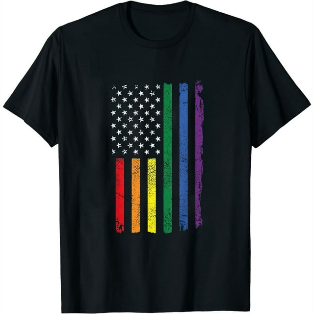 American Rainbow Flag LGBT Pride Tshirt Black 4XL - Walmart.com