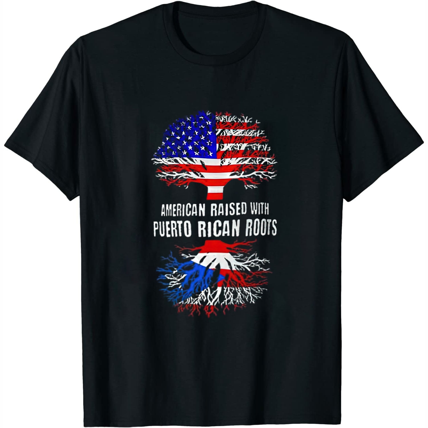 American Raised With Puerto Rican Roots Usa Flag T-Shirt American Raised With Puerto Rican Roots Usa Flag T-Shirt