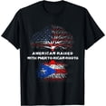thumbnail image 1 of American Raised with Puerto Rican Roots Puerto Rico T-Shirt Black Small, 1 of 4