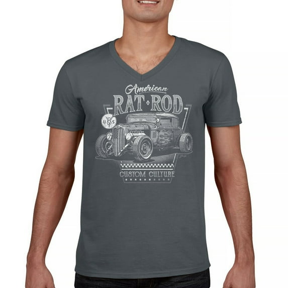American Rat Rod V-Neck T-shirt Hot Rod Custom Culture Route 66 1930s Classic Car Vintage Rusty Cars Garage Tee