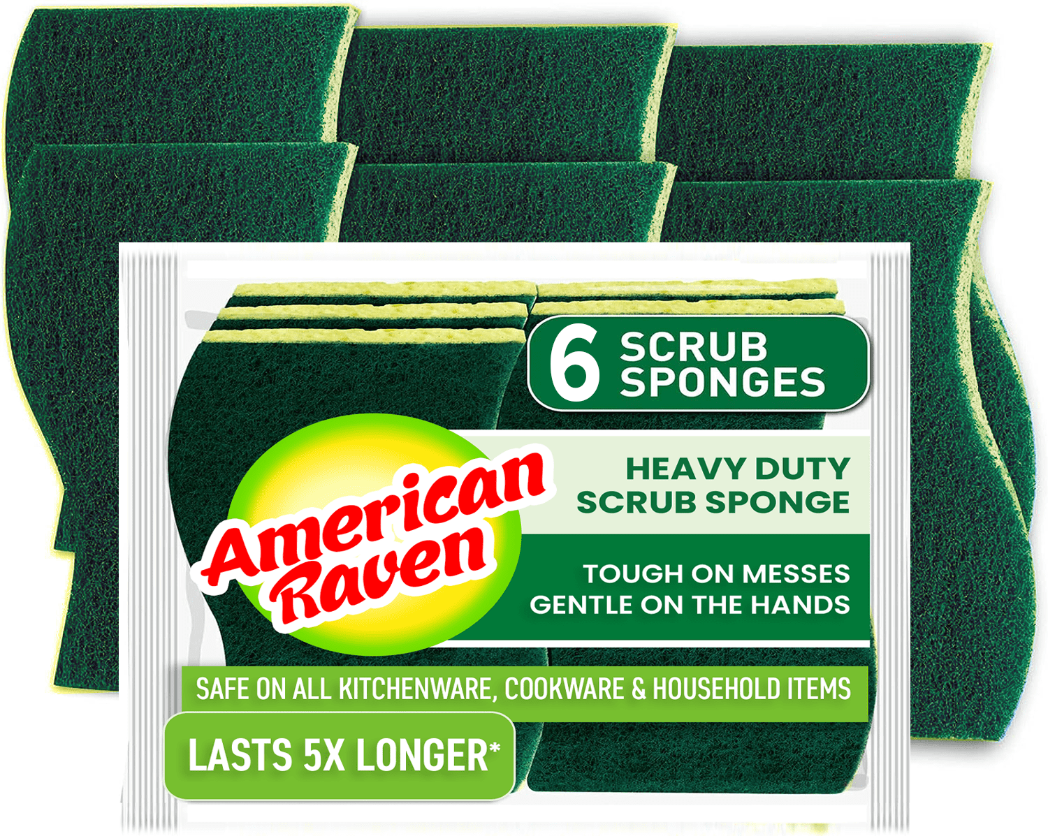 American Raven Brite Heavy Duty NonScratch Multipurpose Scrub Sponge