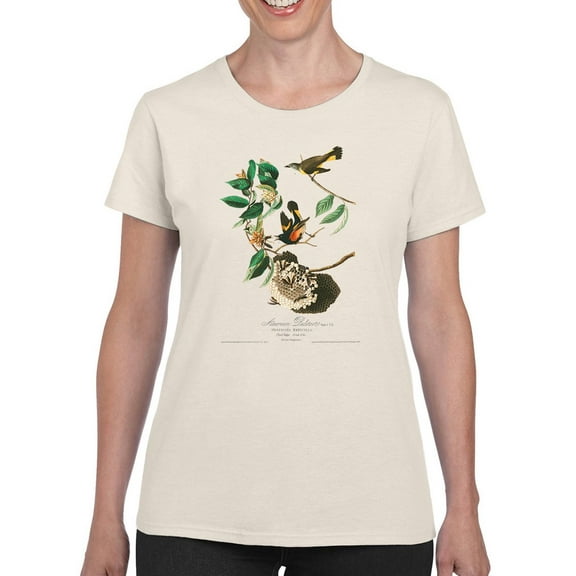 American Redstart Birds T-Shirt Women -John James Audubon Designs, Female XX-Large