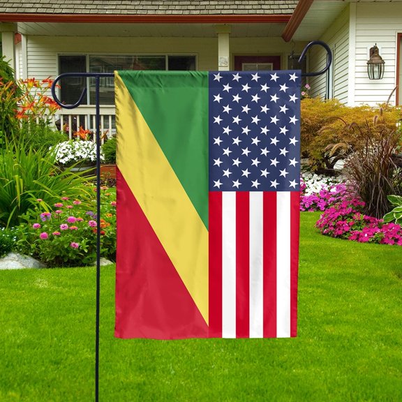 American Republic Of The Congo Flag Congolese Friendship U.S.A Memorial Day Patriotic For Garden Flag, Double-Sided Decorative Outdoor Flag, Patriotic Polyester Yard Flag 11.5 x 17.5 in