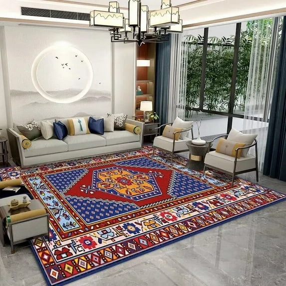 American Retro Carpets Living Room Washable Bohemian Carpet Bedroom Bedside Large Area Rugs Household Lounge Floor Mats Non-slip