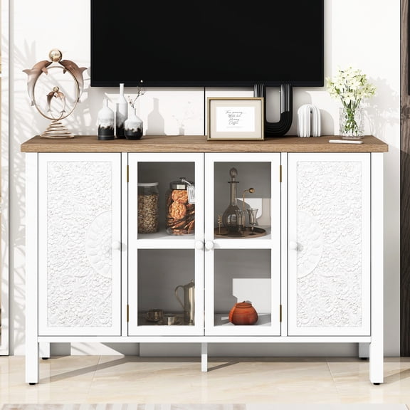 American Retro Design, Symmetrically Carved Cabinet Doors / Offers Practical Storage and Decorative Function