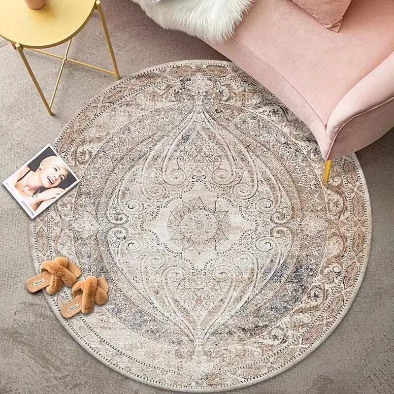 American Retro Round Carpets Home Bedroom Bedside Nonslip Living Room