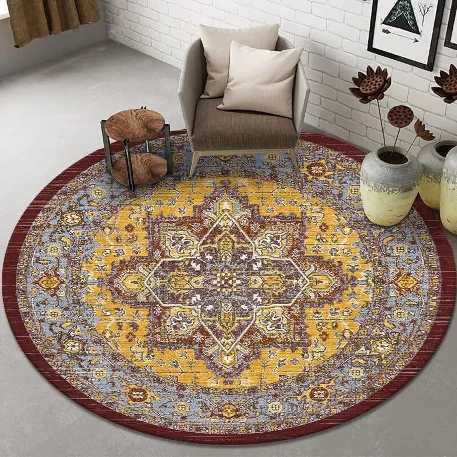 American Retro Round Carpets Home Bedroom Bedside Non-slip Living Room ...