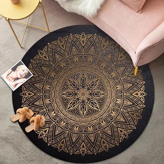 American Retro Round Carpets Home Bedroom Bedside Non-slip Living Room Sofa Coffee Tables Rug Boho Room ration Chair Mat