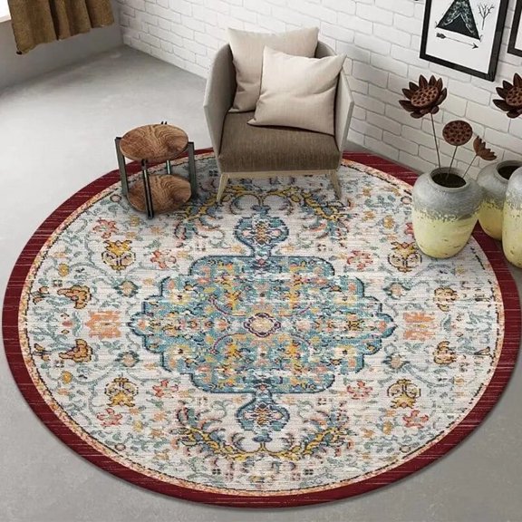 American Retro Round Carpets Home Bedroom Bedside Non-slip Living Room Sofa Coffee Tables Rug Boho Room ration Chair Mat