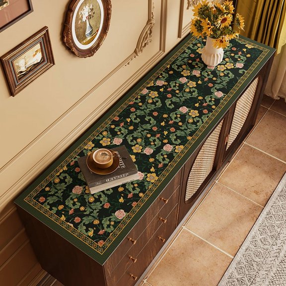 American Retro Style TV Cabinet Table Mat, Advanced Sense, Long Countertop Protective Mat, Edge Cabinet, Desktop Leather Mat, Dust-proof