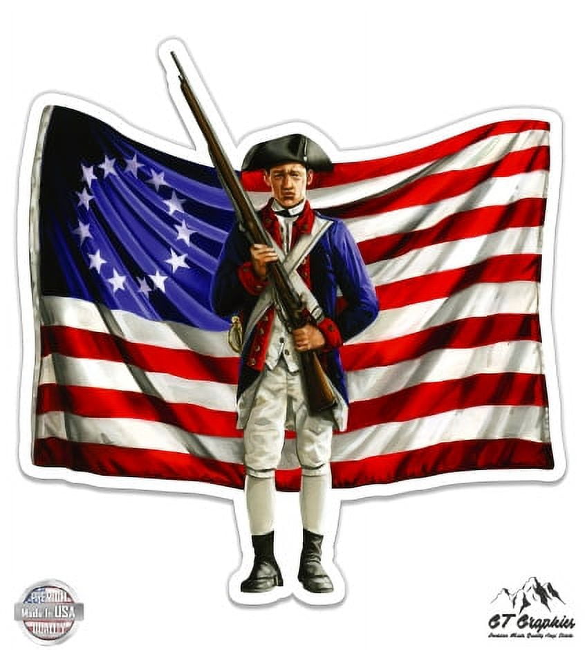 American Revolution Patriot Flag - 12 Vinyl Sticker Waterproof