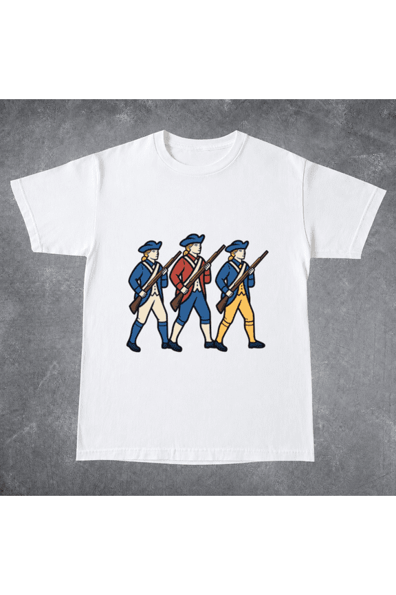 American Revolutionary War Soldiers Marching History Buff Unisex T-ShirtPlus Size S–5XL Available