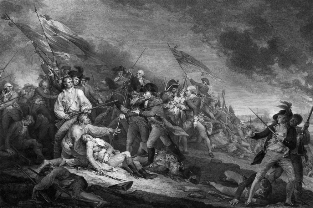 American Revolutionary War print of the Battle of Bunker Hill Canvas Art - John ParrotStocktrek Images (17 x 12)
