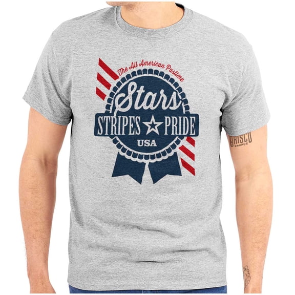 All American Blue Ribbon Stars Pride Men's Graphic T Shirt Tees Brisco Brands S