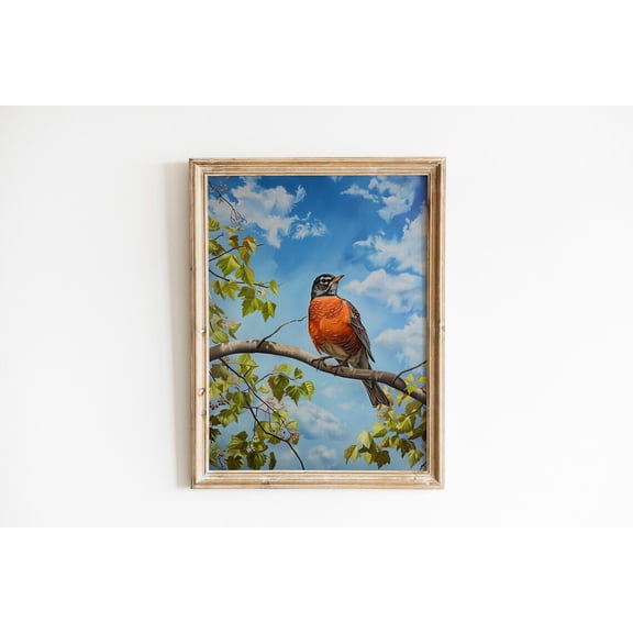 American Robin Bird Decor, Vintage Bird, Farmhouse Ornithology Art, Farmhouse Summer, Cottagecore Animal Print Poster Decor, Size 12x18 UNFFRAMED F03.1.8l1219