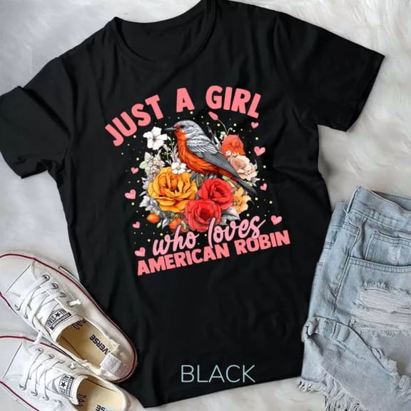 American Robin Bird Just A Girl Who Loves American Robin T-Shirt Unisex T-Shirt