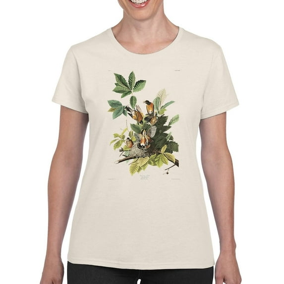 American Robin T-Shirt Women -John James Audubon Designs, Female 4X-Large